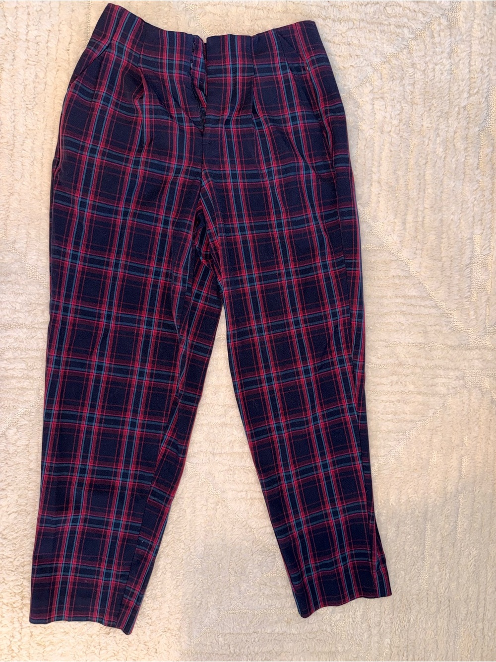 Target Red and Navy Plaid Tapered Trousers